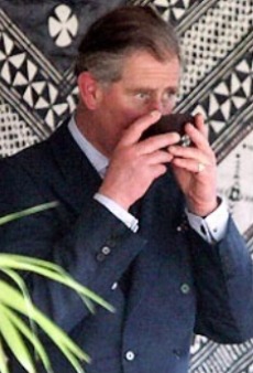 Prince Charles (now King Charles) drinking a bowl of Kava