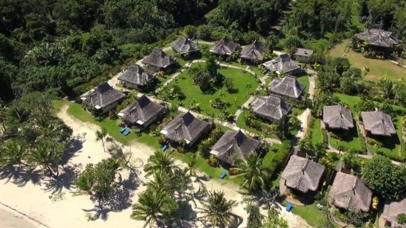 Aerial View of the Thatched Beachfront Bures