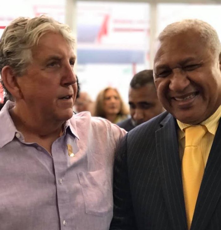 Mark Blackburn with his friend Fiji Prime Minister Frank Banimarama