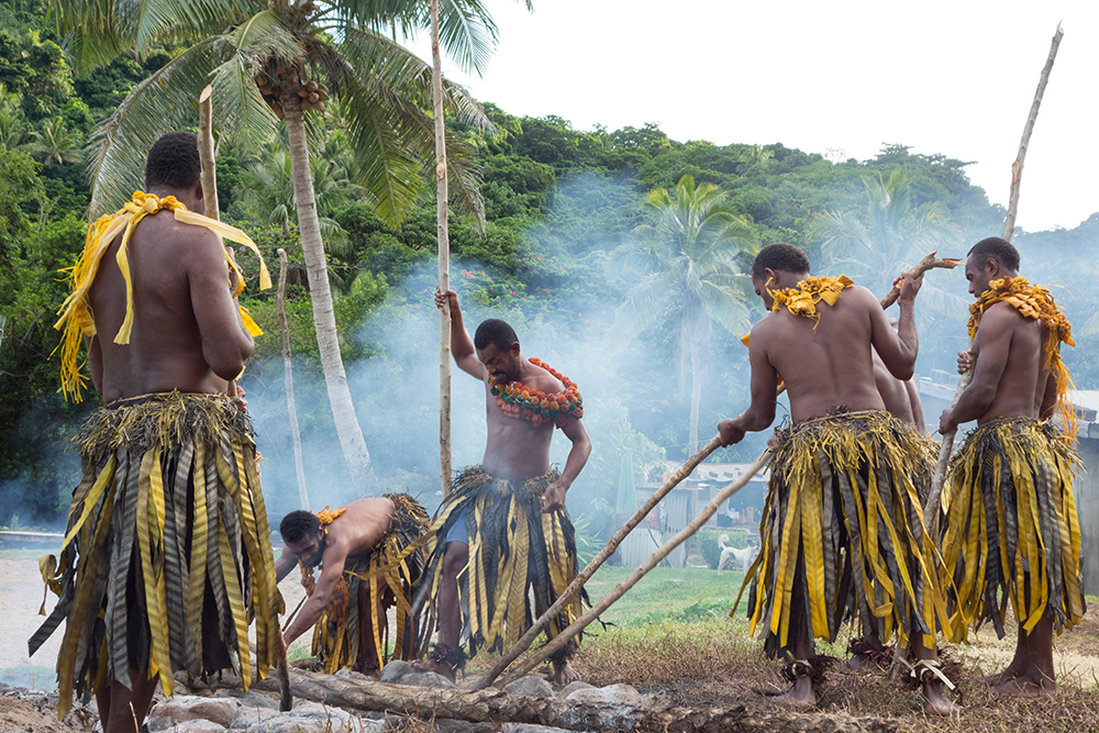 Preparing the fire for fire walking on Beqa Island--a well known part of Fiji culture