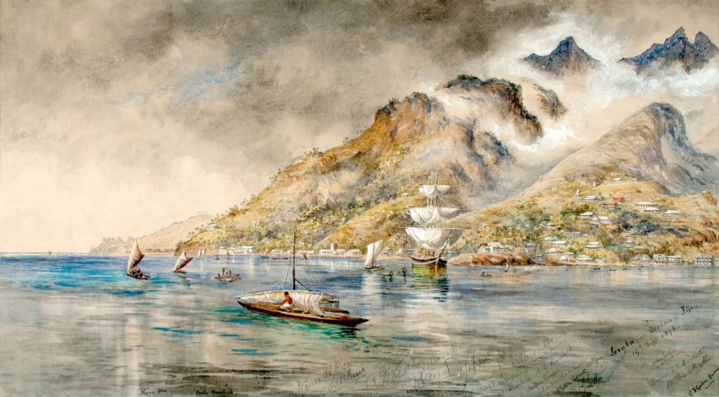 Constance Gordon Cumming painting of Levuka in Ovalau, Fiji