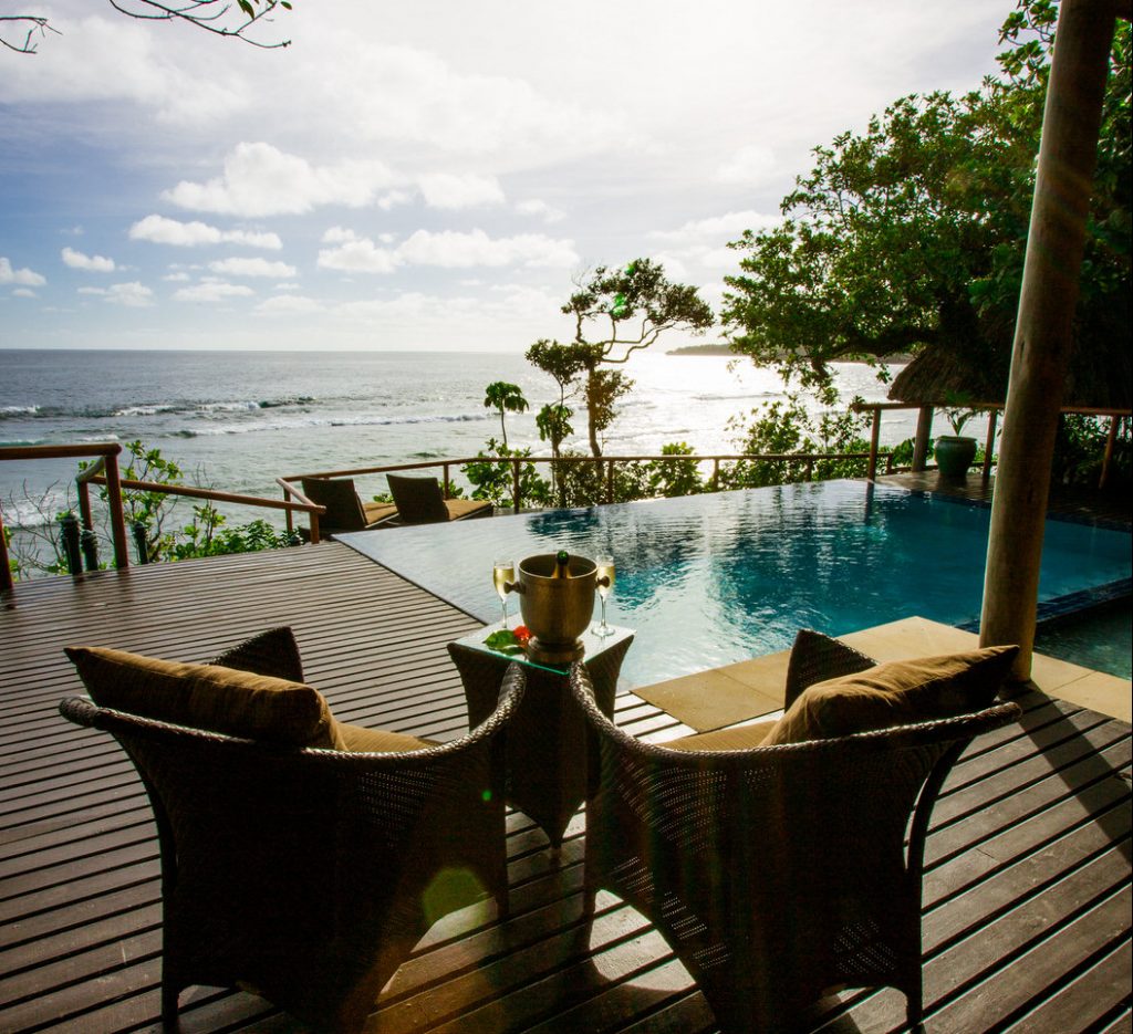 Pool Side at Namale Resort--one of the best high end Vanua Levu accommodations