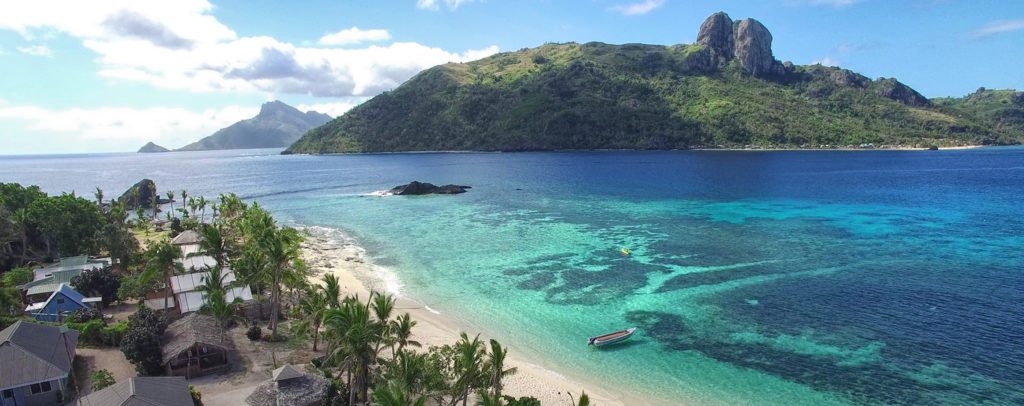 Drone's view of Barefoot Kuata Island beach.