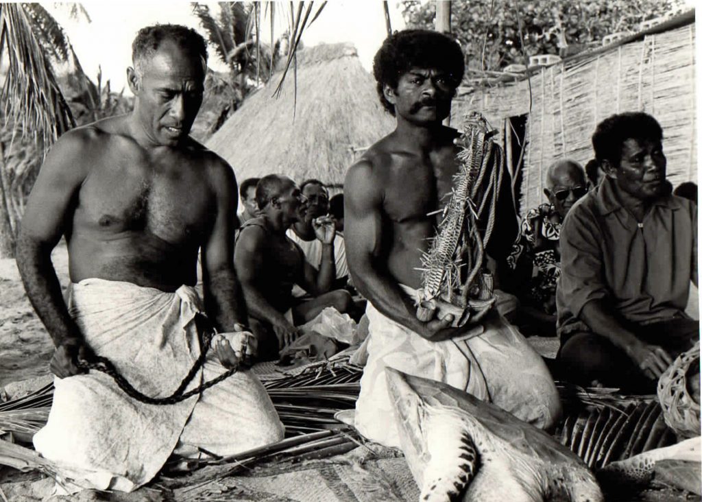 Tabua Presentation in a village setting -- a key part of Fiji culture